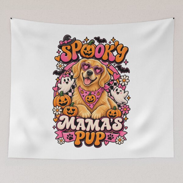 Item preview, Spooky Mama's Pup Golden Retriever Halloween Cute Mama's Pup Pink Halloween Shirt designed and sold by KnrNazimTHRE4DS.