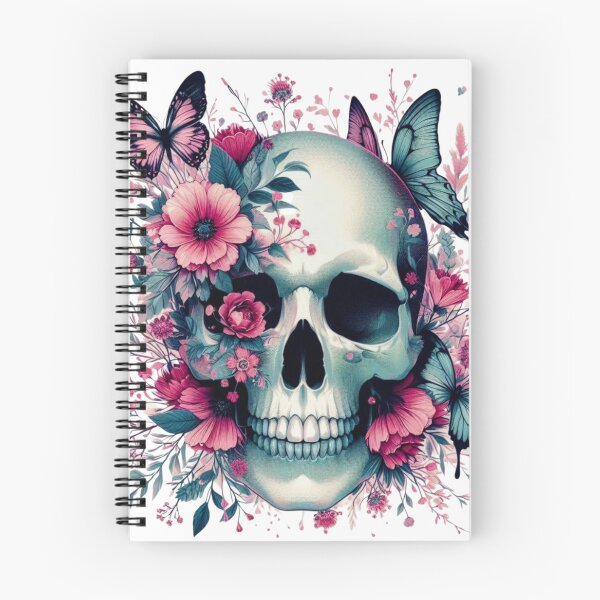 Item preview, Floral Skull with Gothic Butterflies designed and sold by BriSher.