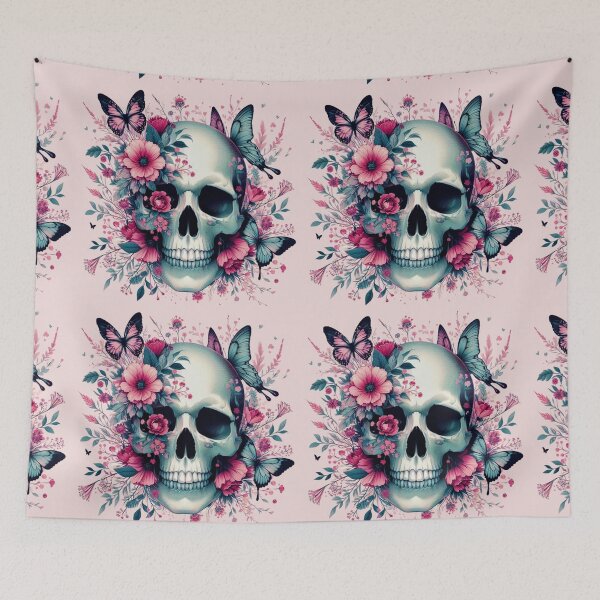 Item preview, Floral Skull with Gothic Butterflies designed and sold by BriSher.