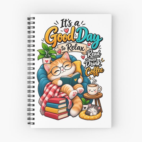 Item preview, Good Day to Relax | Cute Cat Reading Coffee Lover T-Shirt designed and sold by ✨ Daily Vibe Studio ✨.