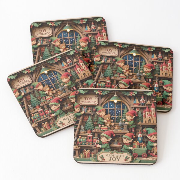 Item preview, Santa’s Toy Workshop Christmas Elves – Vintage Holiday Folk Art designed and sold by GSizzle1.