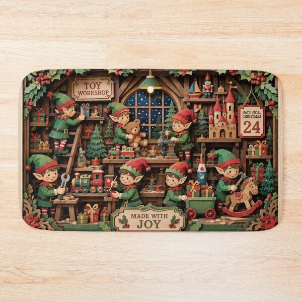 Item preview, Santa’s Toy Workshop Christmas Elves – Vintage Holiday Folk Art designed and sold by GSizzle1.