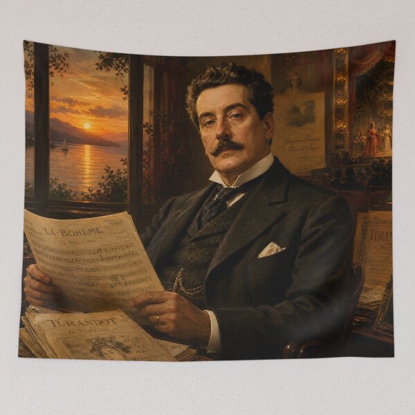 Item preview, Opera Master: Giacomo Puccini Vintage Oil Painting - Italian Romantic Drama designed and sold by DoReMiStudio.