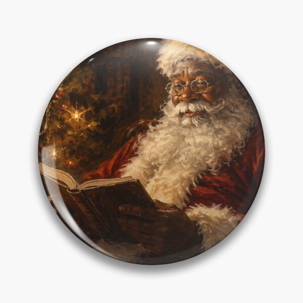 Item preview, Black Santa Reading by the Christmas Tree – Vintage Holiday Art designed and sold by GSizzle1.