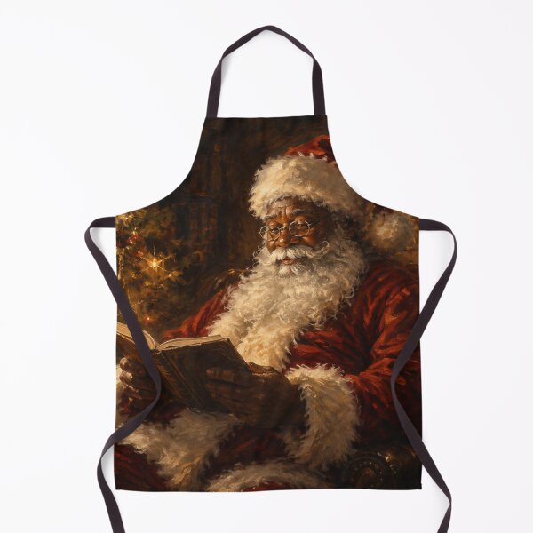 Item preview, Black Santa Reading by the Christmas Tree – Vintage Holiday Art designed and sold by GSizzle1.