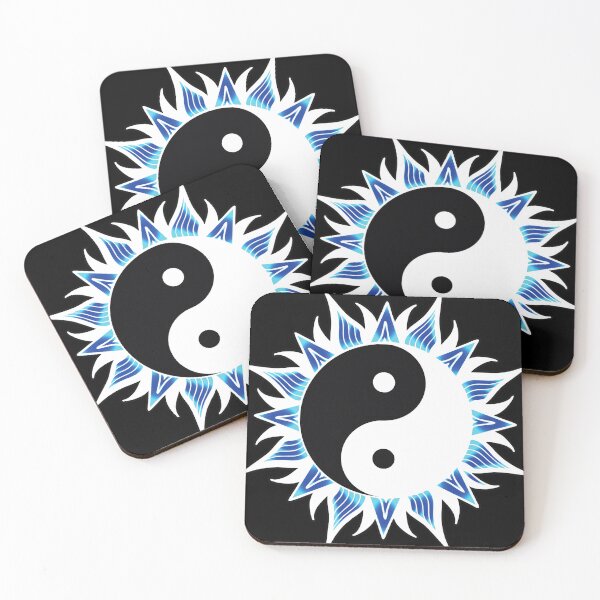 Item preview, Encircled by blue Yin and Yang flames designed and sold by JVNS.