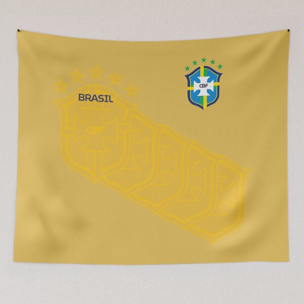 Item preview, Brazil Five Stars Football Badge Design, Golden Championship Tribute designed and sold by Three stacked penguins.