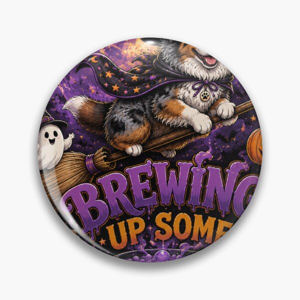Item preview, Brewing Up Some Bark Australian Shepherd Halloween Witch Dog Shirt designed and sold by KnrNazimTHRE4DS.