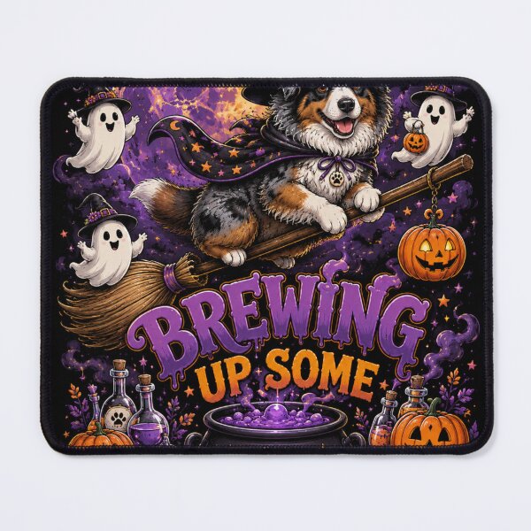 Item preview, Brewing Up Some Bark Australian Shepherd Halloween Witch Dog Shirt designed and sold by KnrNazimTHRE4DS.