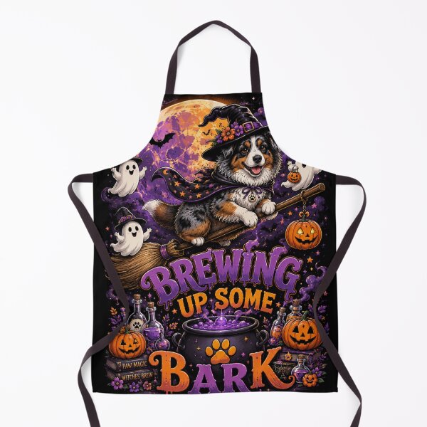 Item preview, Brewing Up Some Bark Australian Shepherd Halloween Witch Dog Shirt designed and sold by KnrNazimTHRE4DS.