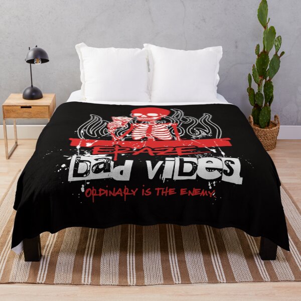Item preview, Eraze Bad Vibes Skeleton – Grunge Streetwear Typography Design designed and sold by simple..shop.