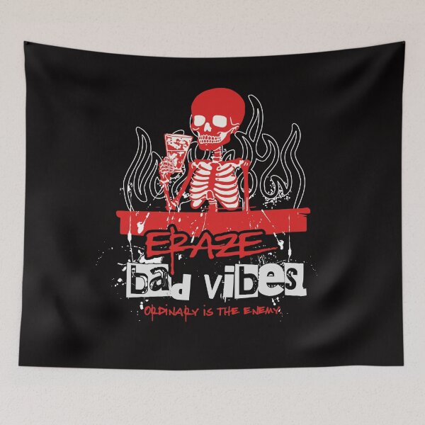 Item preview, Eraze Bad Vibes Skeleton – Grunge Streetwear Typography Design designed and sold by simple..shop.