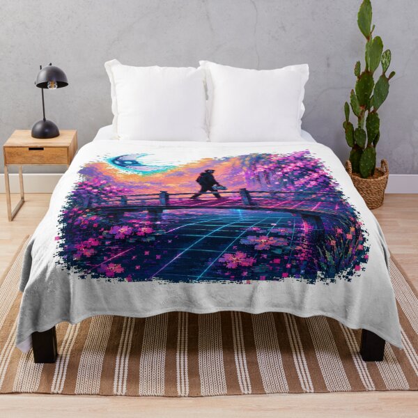 Item preview, Japanese Lofi Pixel Scene Synthwave Bridge Sunset designed and sold by chattsuede.