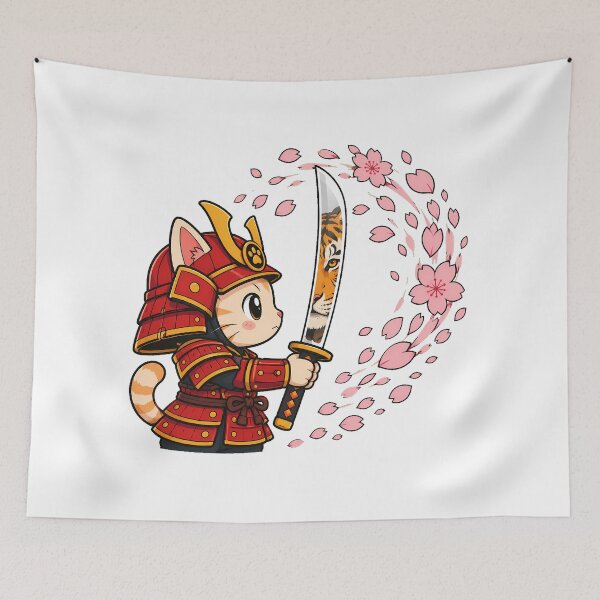 Item preview, Chibi Samurai Cat Tiger Katana Reflection designed and sold by chattsuede.