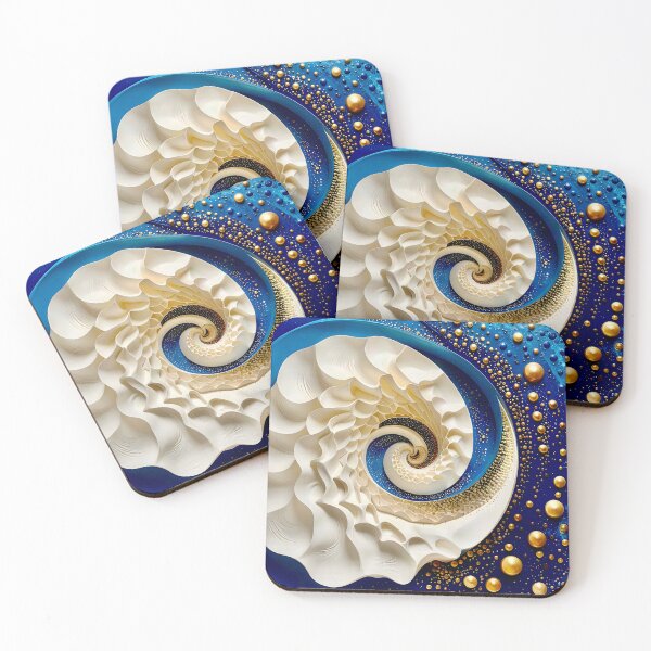 Item preview, Spiral Galaxy Shell Design in Blue and Gold designed and sold by Vicky Brago-Mitchell®.