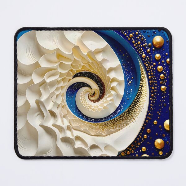 Item preview, Spiral Galaxy Shell Design in Blue and Gold designed and sold by Vicky Brago-Mitchell®.