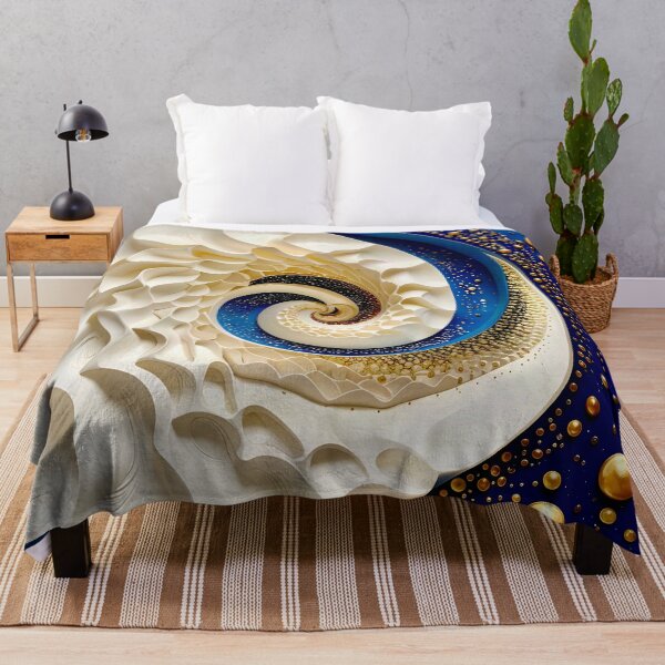 Item preview, Spiral Galaxy Shell Design in Blue and Gold designed and sold by Vicky Brago-Mitchell®.