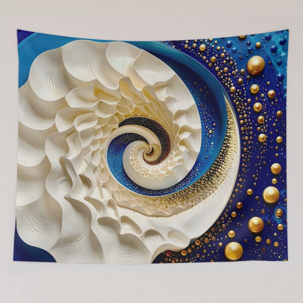 Item preview, Spiral Galaxy Shell Design in Blue and Gold designed and sold by Vicky Brago-Mitchell®.