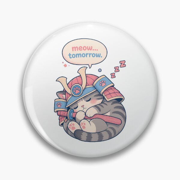 Item preview, Lazy Samurai Cat Meow Tomorrow Anime Procrastinator designed and sold by chattsuede.