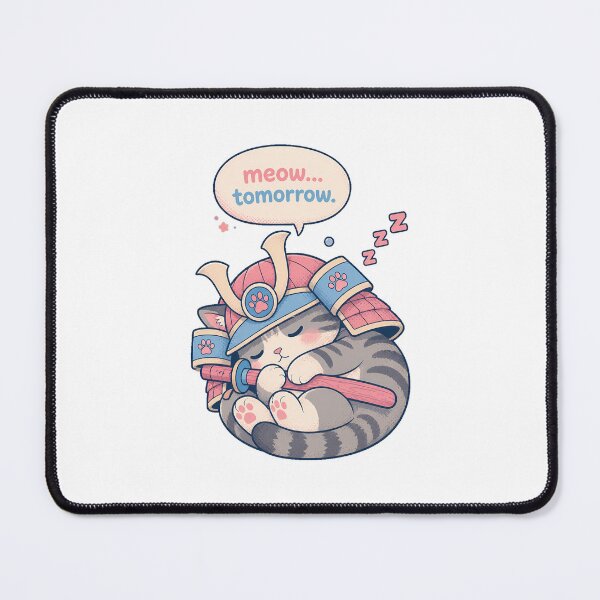 Item preview, Lazy Samurai Cat Meow Tomorrow Anime Procrastinator designed and sold by chattsuede.