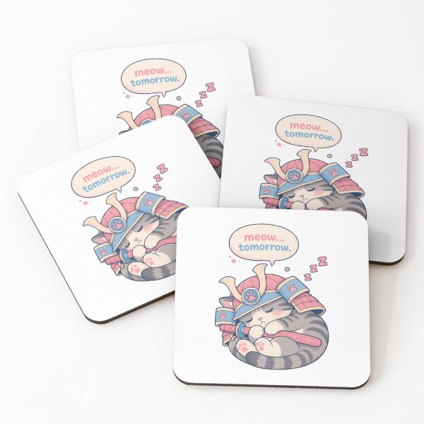 Item preview, Lazy Samurai Cat Meow Tomorrow Anime Procrastinator designed and sold by chattsuede.