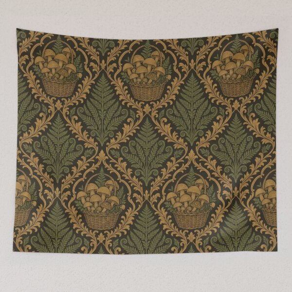 Item preview, Forager Basket Damask Seamless Pattern | Vintage Mushroom Forager Toile Repeat designed and sold by StickyGuys.