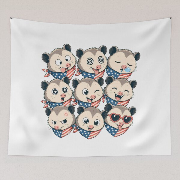 Item preview, Patriotic Opossum Faces Cartoon Emoji 4th Of July designed and sold by chattsuede.