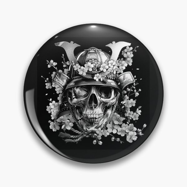 Item preview, Samurai Skull with Cherry Blossoms – Japanese Gothic Warrior Art designed and sold by inkoutninja.