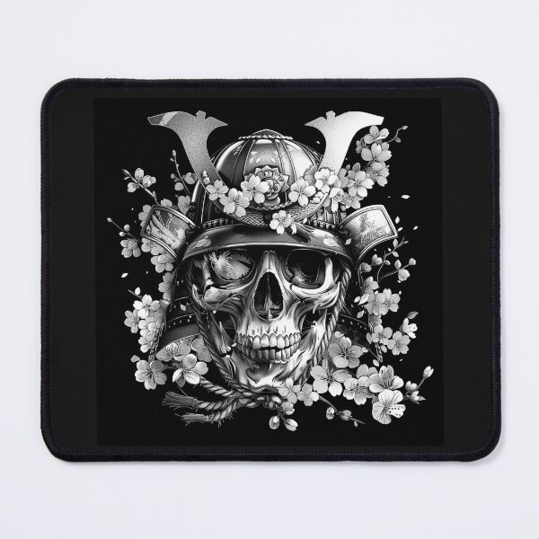 Item preview, Samurai Skull with Cherry Blossoms – Japanese Gothic Warrior Art designed and sold by inkoutninja.