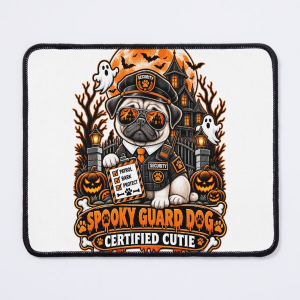 Item preview, Spooky Guard Dog Certified Cutie Pug Halloween Security Dog Shirt designed and sold by KnrNazimTHRE4DS.
