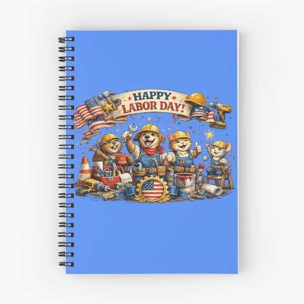 Item preview, Happy Labor Day Cute Construction Animals American Flag Art designed and sold by Evelashop.