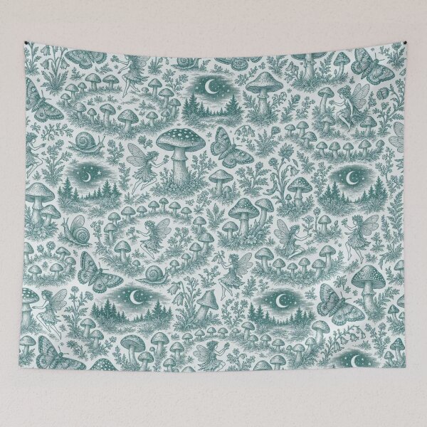 Item preview, Fairy Ring Toile Seamless Pattern | Vintage Mushroom Forager Toile Repeat designed and sold by StickyGuys.