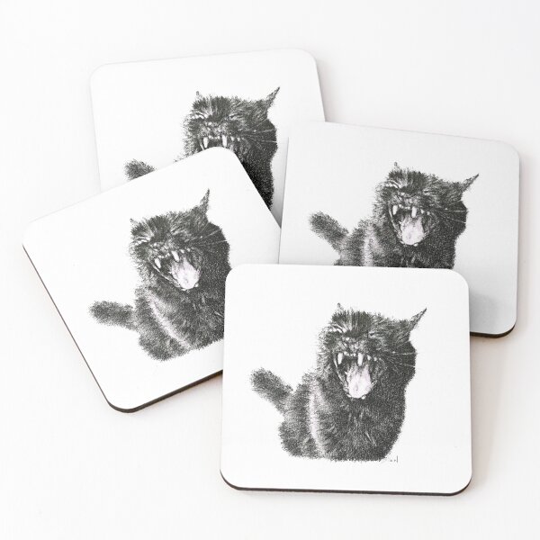 Item preview, Yawning/Yelling Cute Fluffy Black Cat (2) designed and sold by artxsian.