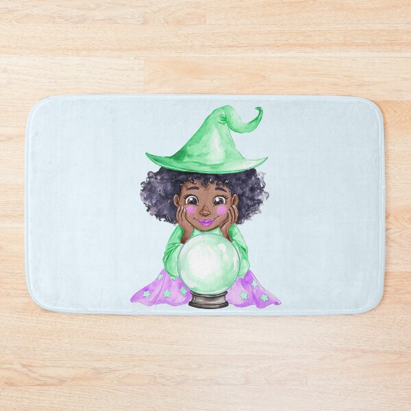 Item preview, Cute Black  Witch Girl with Crystal Ball – Magical Halloween designed and sold by SweetLilith.