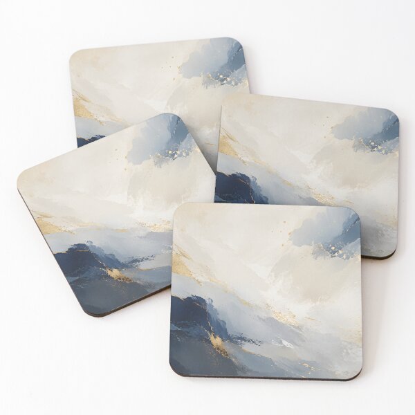 Item preview, Navy Blue Gold Abstract Painting Luxury Fluid Marble Art designed and sold by Kimos Creative Store.