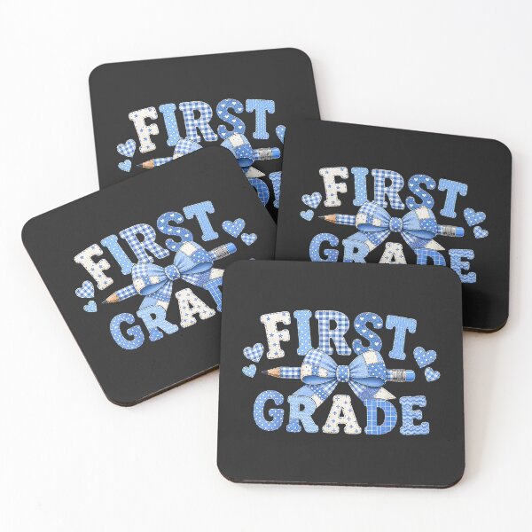 Item preview, 1st First Grade Back to School Blue Bow Coquette Patchwork designed and sold by CriseldaBruning.