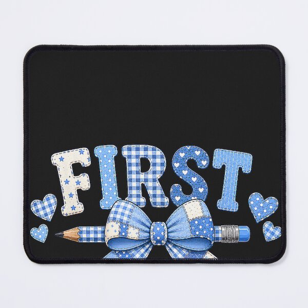 Item preview, 1st First Grade Back to School Blue Bow Coquette Patchwork designed and sold by CriseldaBruning.