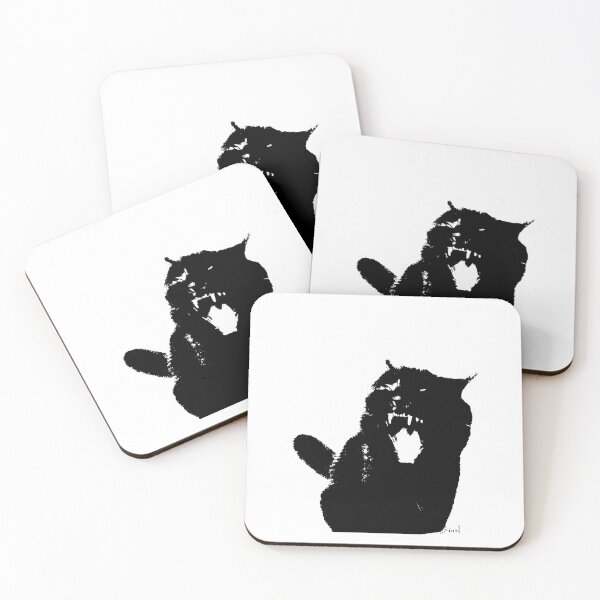 Item preview, Yawning/Yelling Cute Fluffy Black Cat designed and sold by artxsian.