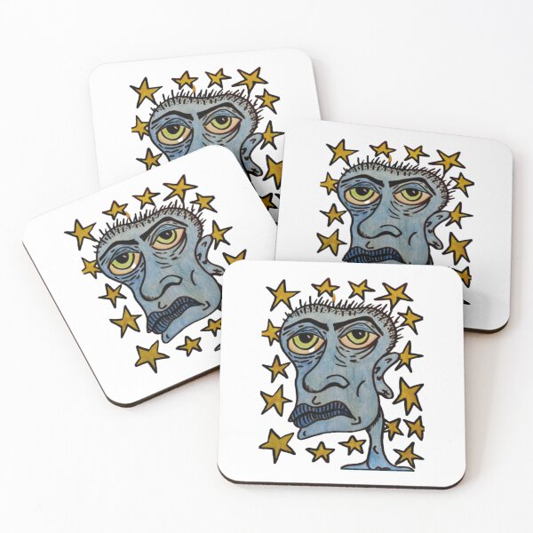 Item preview, Starry Blue Face Trippy Abstract Yellow Stars Graphic designed and sold by andymcdart.
