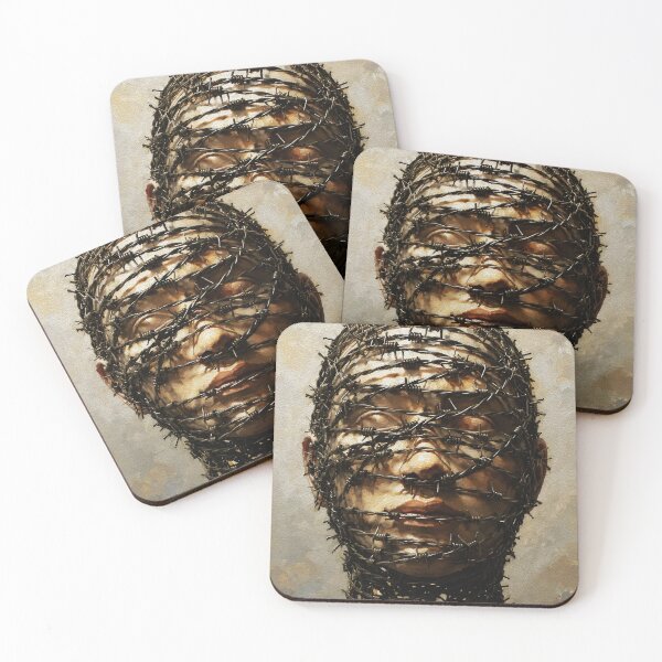 Item preview, Bound in Silence – Barbed Wire Symbolic Portrait designed and sold by RamyGallery.