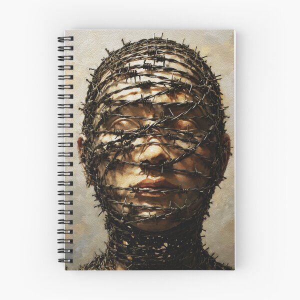 Item preview, Bound in Silence – Barbed Wire Symbolic Portrait designed and sold by RamyGallery.
