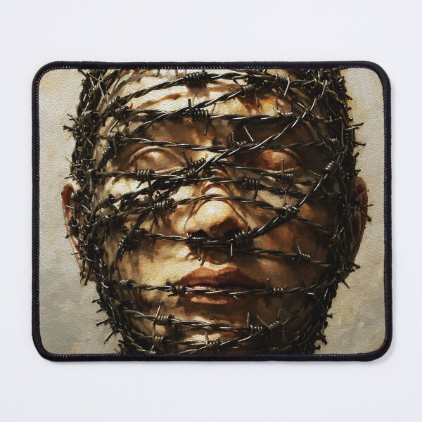 Item preview, Bound in Silence – Barbed Wire Symbolic Portrait designed and sold by RamyGallery.