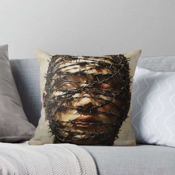 Item preview, Bound in Silence – Barbed Wire Symbolic Portrait designed and sold by RamyGallery.
