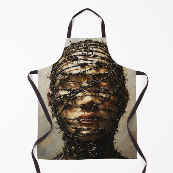 Item preview, Bound in Silence – Barbed Wire Symbolic Portrait designed and sold by RamyGallery.