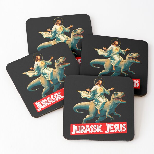 Item preview, Jesus Christ Riding T-Rex designed and sold by CuteIdeaArt.