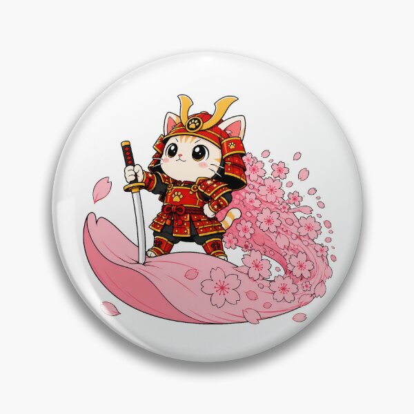 Item preview, Chibi Samurai Cat Warrior With Katana And Cherry Blossoms designed and sold by chattsuede.