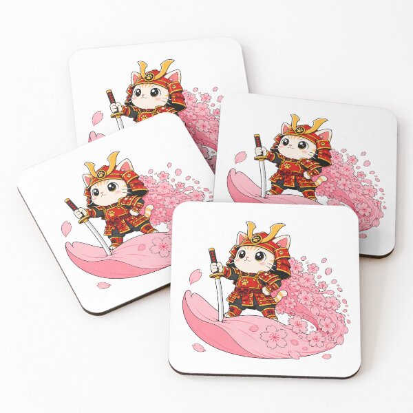 Item preview, Chibi Samurai Cat Warrior With Katana And Cherry Blossoms designed and sold by chattsuede.