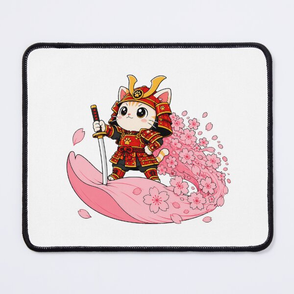 Item preview, Chibi Samurai Cat Warrior With Katana And Cherry Blossoms designed and sold by chattsuede.