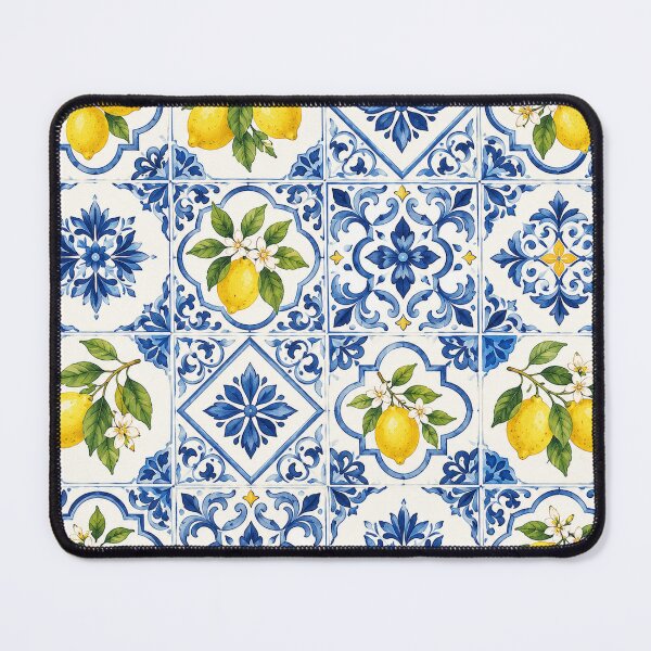 Item preview, Lemon & Blue Mediterranean Tile Pattern – Citrus Azulejo designed and sold by RJACreative.