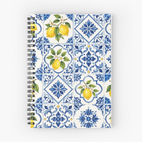 Item preview, Lemon & Blue Mediterranean Tile Pattern – Citrus Azulejo designed and sold by RJACreative.